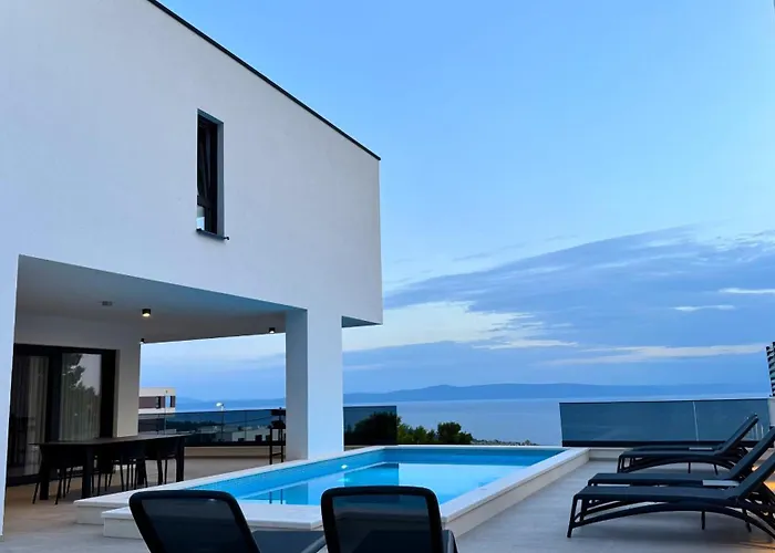 Modern Ina With Heated Pool & Sea View In מאקרסקה